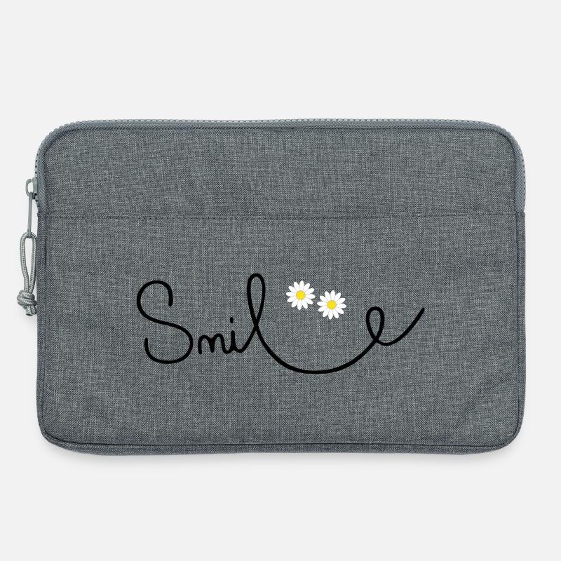 Flowery smile in cursive script - Laptop bag 13" - heather grey