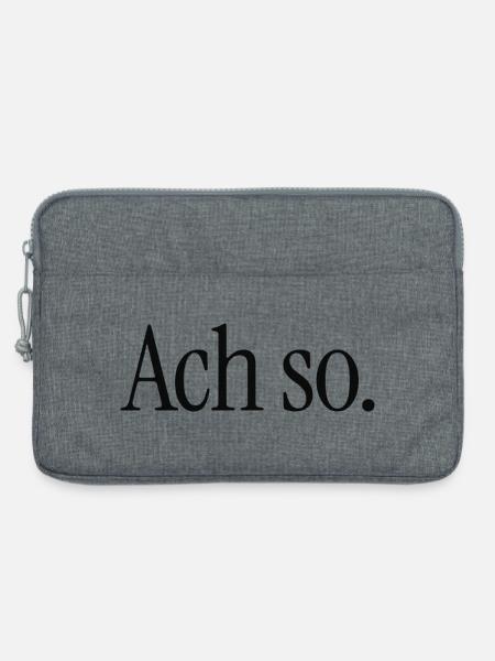 Ach so. | Reduzierter Typografie-Spruch - Laptoptasche 13" - Grau meliert