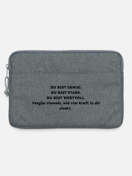 Du bist genug – Du bist stark – Du bist wertvoll | - Laptoptasche 13" - Grau meliert