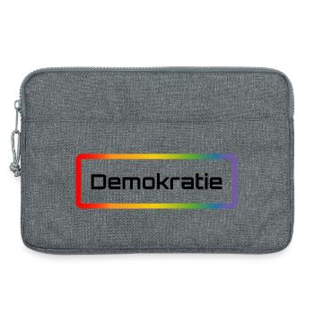 Regenbogen T-Shirt mit Schriftzug Demokratie - Laptoptasche 13" - Grau meliert - Vorne