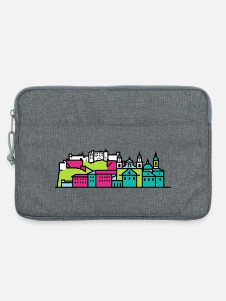 Salzburger Stadtsilhuettfestung Moderne Linienkunst - Laptoptasche 13" - Grau meliert