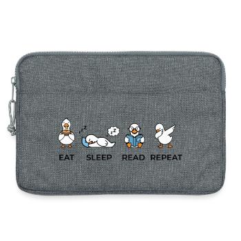 Eat Sleep Read Repeat – Funny Bookworm Geese - Laptop bag 13" - heather grey - Front
