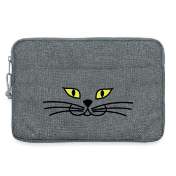 kitteh_face_green_eyes - Sacoche pour ordinateur portable 13 pouces - gris chiné - Devant
