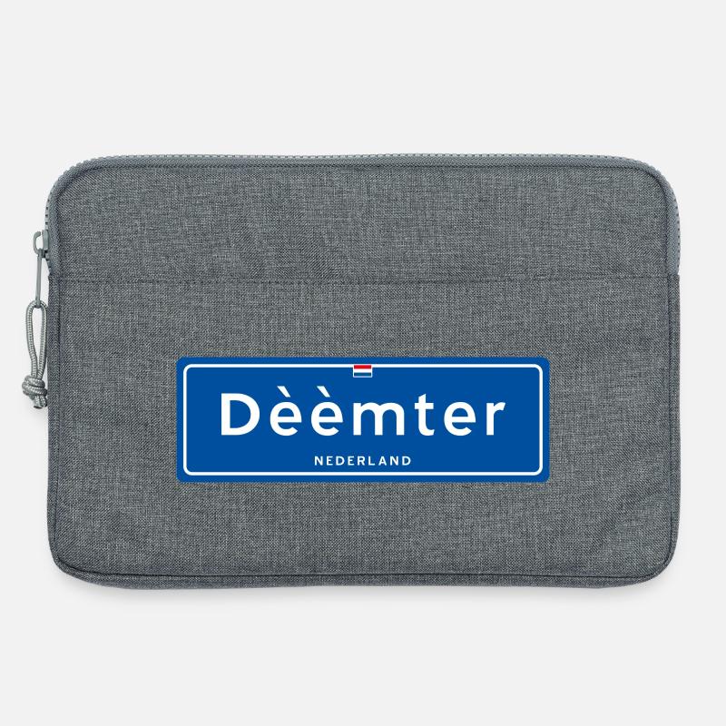 Dèèmter (Deventer) place name sign - Laptop bag 13" - heather grey