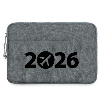 Vol 2026, Voyage 2026, Vacances 2026 - Sacoche pour ordinateur portable 13 pouces - gris chiné - Devant