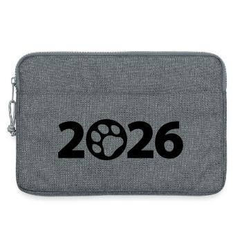 Hund 2026, Haustier 2026, Pfote 2026 - Laptoptasche 13" - Grau meliert - Vorne