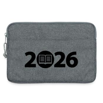 Buch 2026, Ausbildung 2026, Bücherei 2026 - Laptoptasche 13" - Grau meliert - Vorne