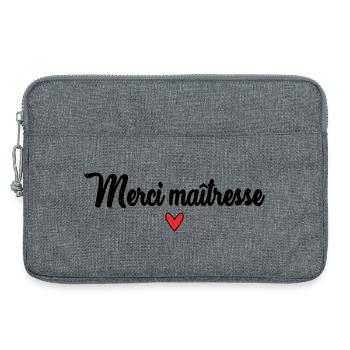 MERCI. MAÎTRESSE. MAÎTRE. MERCI MAÎTRESSE. CADEAU. - Sacoche pour ordinateur portable 13 pouces - gris chiné - Devant