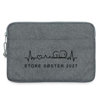Große Schwester 2027 Herzschlag Dänisch - Laptoptasche 13" - Grau meliert - Vorne