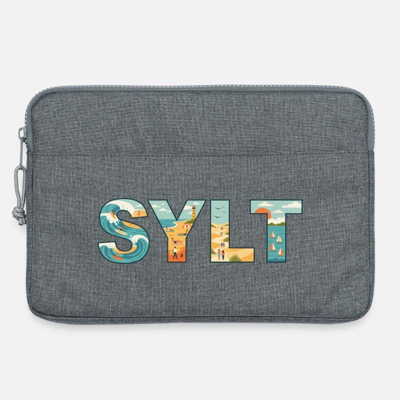 SYLT – Inselleben im Buchstaben-Design - Laptoptasche 13" - Grau meliert
