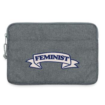 Feminist Crest Ribbon Design - Laptop bag 13" - heather grey - Front