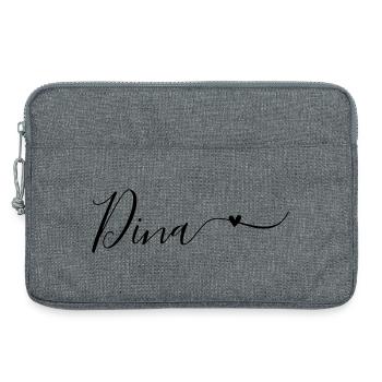 Prénom Dina Prénom décoratif - Sacoche pour ordinateur portable 13 pouces - gris chiné - Devant