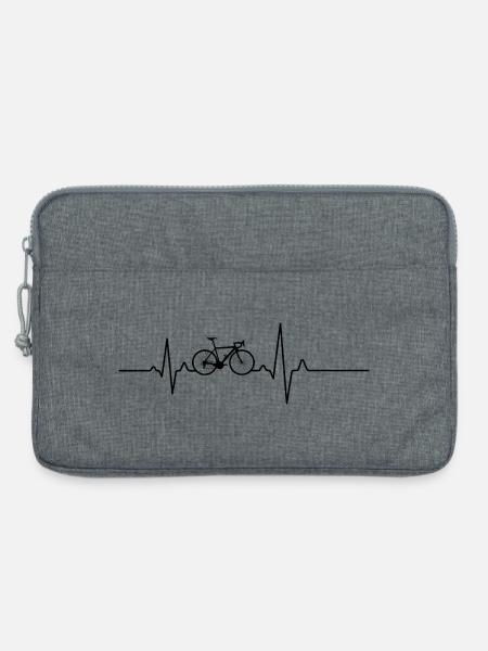 Fahrrad Herzschlag – EKG Radfahrer - Laptoptasche 13" - Grau meliert