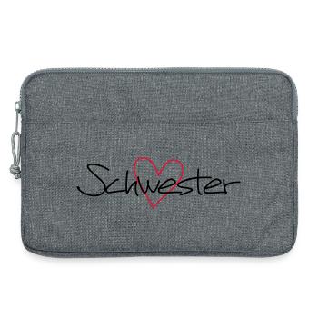 Herz Schwester Schwesterherz Geschenk Liebe - Laptoptasche 13" - Grau meliert - Vorne