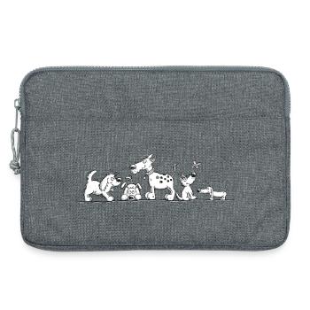 Motif de chien drôle avec chiens de dessins animés - Sacoche pour ordinateur portable 13 pouces - gris chiné - Devant