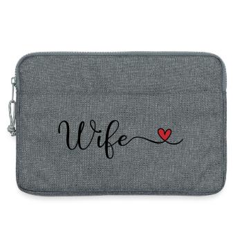 Typographie du cœur de l’épouse - Sacoche pour ordinateur portable 13 pouces - gris chiné - Devant