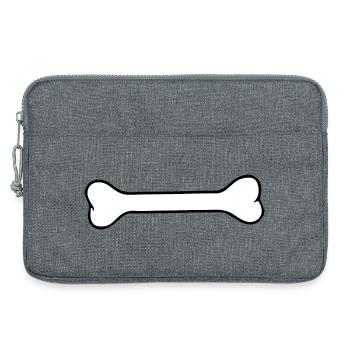 Silhouette d’os de chien Minimaliste noir blanc - Sacoche pour ordinateur portable 13 pouces - gris chiné - Devant