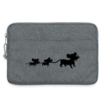 Souris Famille Maman Papa 2 Enfants Maman Silhouette - Sacoche pour ordinateur portable 13 pouces - gris chiné - Devant
