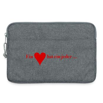 Ein Herz hat ein jeder – Skat Humor Shirt - Laptoptasche 13" - Grau meliert - Vorne
