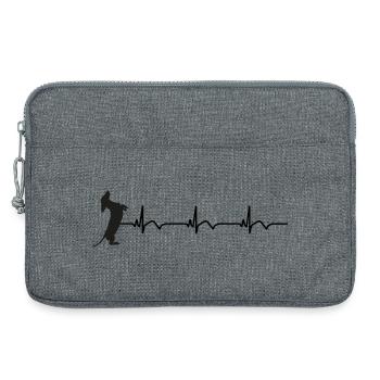 Dachshund ECG Heartbeat - Laptop bag 13" - heather grey - Front