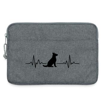 Herzschlag Takt EKG Hund Heartbeat Shirt Geschenk - Laptoptasche 13" - Grau meliert - Vorne