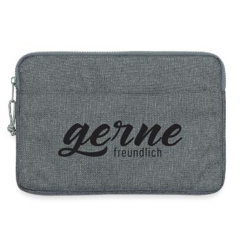 Gerne freundlich – Minimalistische Typografie - Laptoptasche 13" - Grau meliert - Vorne