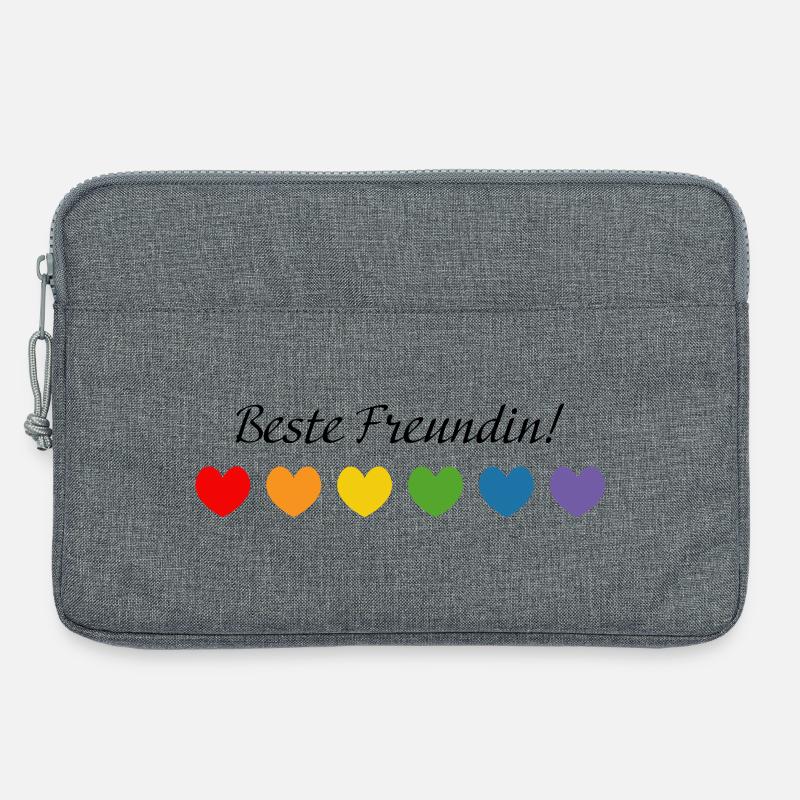 Regenbogenherzchen Beste Freundin - Laptoptasche 13" - Grau meliert