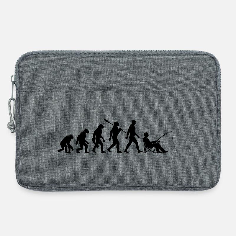 Evolution - angeln, Angler Geschenk - Laptoptasche 13" - Grau meliert
