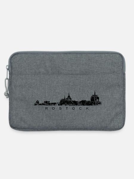 Rostocker Skyline (Vintage Schwarz) Rostock - Laptoptasche 13" - Grau meliert
