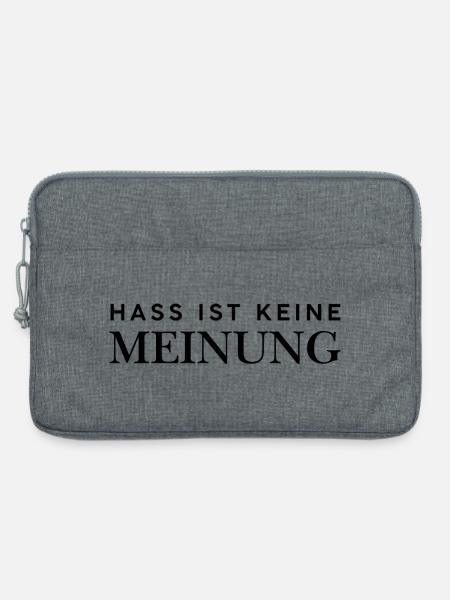 Hass ist keine Meinung - Laptoptasche 13" - Grau meliert