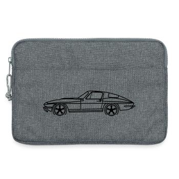 C2 Line Silhouette – Retro Muscle Art - Laptoptasche 13" - Grau meliert - Vorne