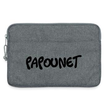 PAPOUNET. PAPA. FÊTE DES PÈRES. BONNE FÊTE PAPA - Sacoche pour ordinateur portable 13 pouces - gris chiné - Devant