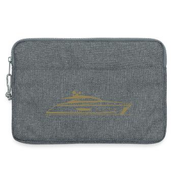 Bateau à moteur Yacht Silhouette Design Minimal - Sacoche pour ordinateur portable 13 pouces - gris chiné - Devant
