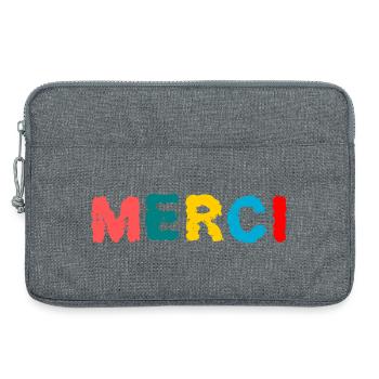 MERCI. MAÎTRESSE. MAÎTRE. MERCI MAÎTRESSE - Sacoche pour ordinateur portable 13 pouces - gris chiné - Devant