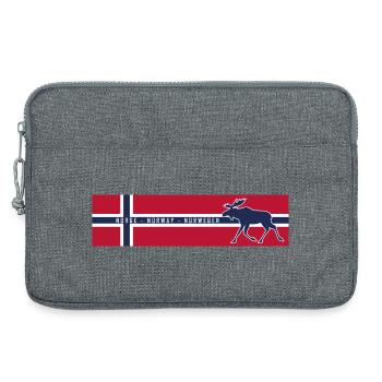 Norge - Norway - Norwegen - Flagge - Elch rechts - Laptoptasche 13" - Grau meliert - Vorne