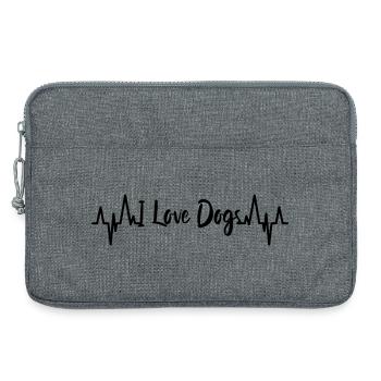 J’aime le battement de cœur des chiens - Sacoche pour ordinateur portable 13 pouces - gris chiné - Devant