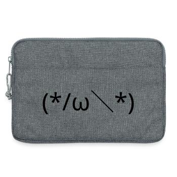 Émotique embarrassée (*/ω\*) Timide Kaomoji - Sacoche pour ordinateur portable 13 pouces - gris chiné - Devant