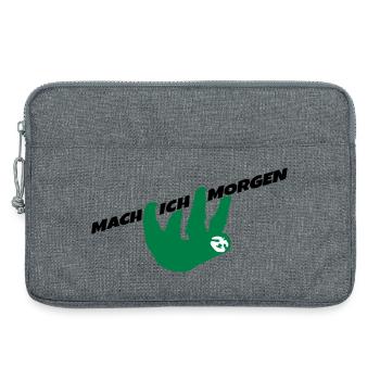 Faultier Mach ich morgen Spruch Prokrastination - Laptoptasche 13" - Grau meliert - Vorne