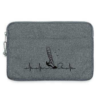 Windsurfing Heartbeat with Windsurfer Pulse - Laptop bag 13" - heather grey - Front