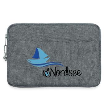 Conception de la mer du Nord avec voilier - Sacoche pour ordinateur portable 13 pouces - gris chiné - Devant