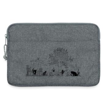 Dessin d’un jardin luxuriant avec des chats - Sacoche pour ordinateur portable 13 pouces - gris chiné - Devant