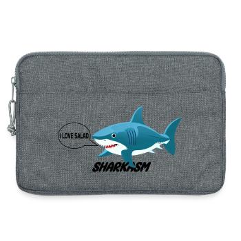 Drôle de requin, j’adore la salade, blague végétalienne - Sacoche pour ordinateur portable 13 pouces - gris chiné - Devant