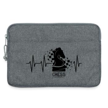 Schach knight flagge puls Herzschlag Pferd Symbol - Laptoptasche 13" - Grau meliert - Vorne
