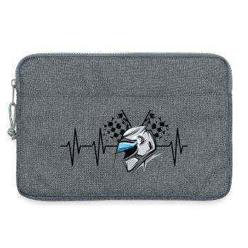 racing helmet pulse motorsport heartbeat symbol helmet - Laptop bag 13" - heather grey - Front