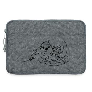 Otter mit Ente Ausmalmotiv - Laptoptasche 13" - Grau meliert - Vorne