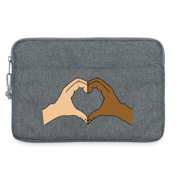 Motif de main cœur coloré - personnalisable - Sacoche pour ordinateur portable 13 pouces - gris chiné - Devant