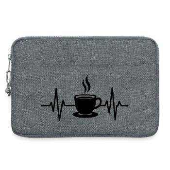 Broken Heart Coffee Cup Minimalist Line Design - Laptop bag 13" - heather grey - Front