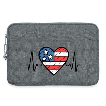 États-Unis Heartbeat Line Drapeau américain Love Design - Sacoche pour ordinateur portable 13 pouces - gris chiné - Devant