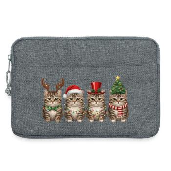 Getigerte Katze Weihnachtsmann Weihnachten  - Laptoptasche 13" - Grau meliert - Vorne
