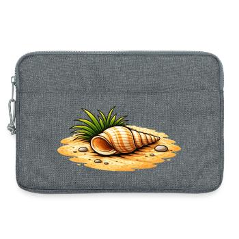 Seashell Beach Illustration Maritime Coastal Motif - Laptop bag 13" - heather grey - Front